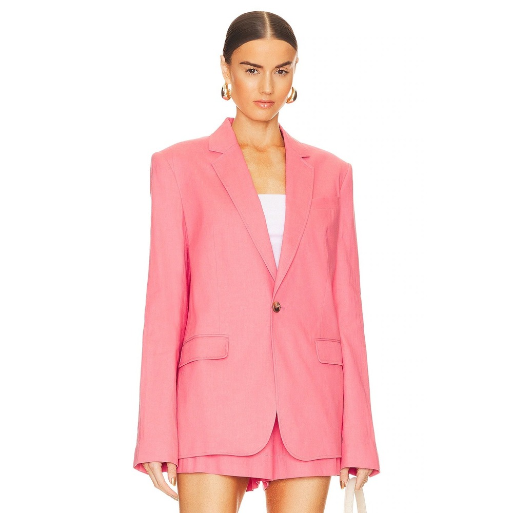 A.L.C. Donovan Jacket Dark Grapefruit Linen Blend Single Breasted Blazer, Sz 2